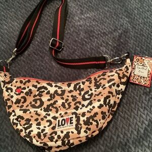 Brighton Leopard Print Crossbody Bag - Black and Tan